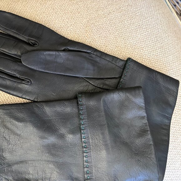 LEATHER Hand-Stitch Made in ITALY Paloma PALOMA PICASSO Gloves w/LEATHER CUFFS - Picture 4 of 16
